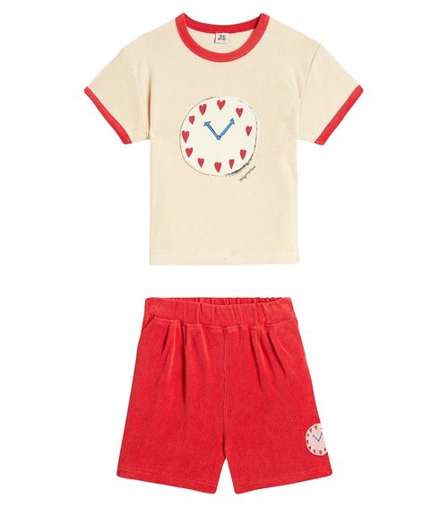 Watch terry T-shirt and shorts set