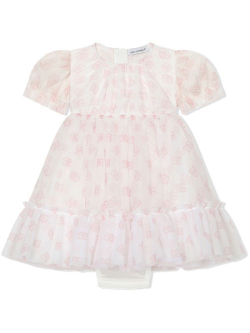 DG-logo tulle dress - White
