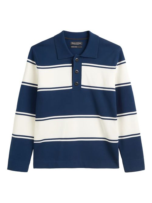 Striped long-sleeve polo shirt - Blue