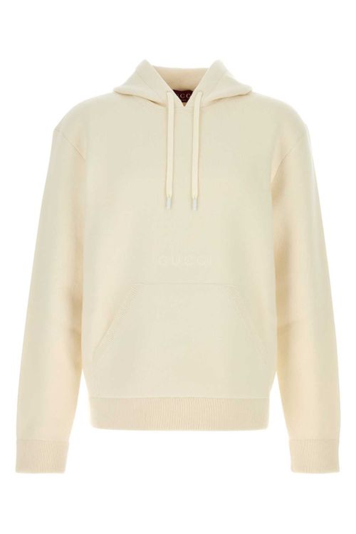 Stretch Wool Blend Hoodie — White