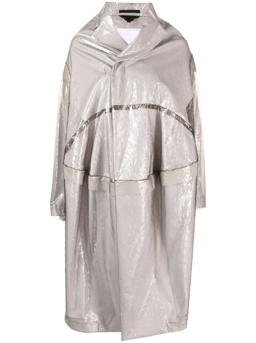 Asymmetric embossed raincoat - Grey
