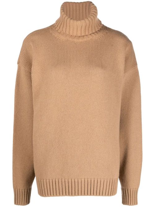 Roll-neck virgin-wool jumper - Brown