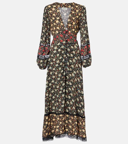 Raven printed crêpe de chine midi dress