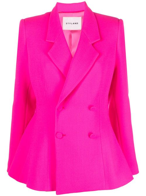 Double-breasted wool blazer - Pink