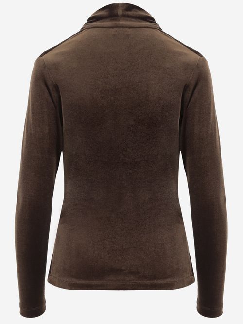 Stretch Velvet Sweater — Brown