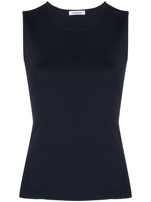 Round-neck sleeveless tank top - Blue