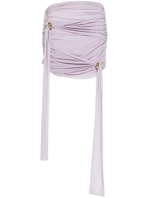Ruched draped strapless top - Purple