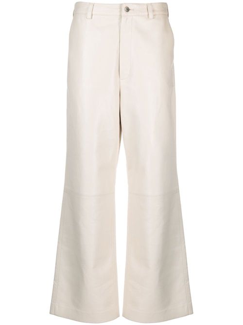 Vidia straight-leg leather trousers - Neutrals