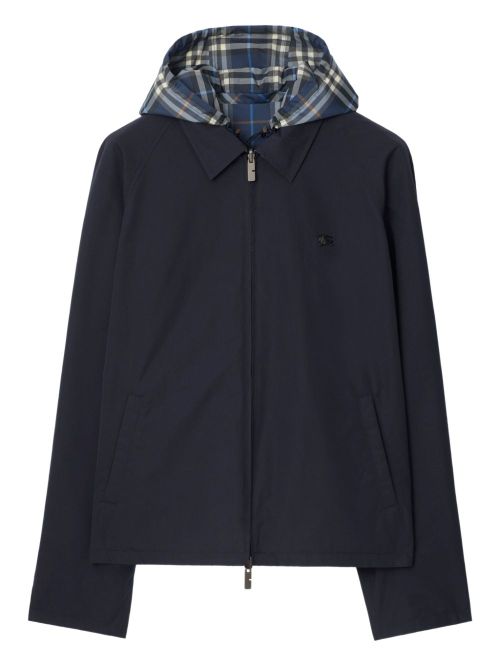 Reversible Check Jacket with Drawstring Hood