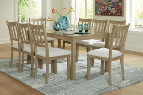 Calmoro Dining Table and 8 Chairs, Gray