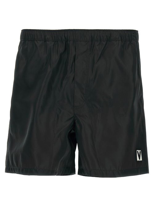 Polyamide with Drawstring Waist Swim Shorts — Black