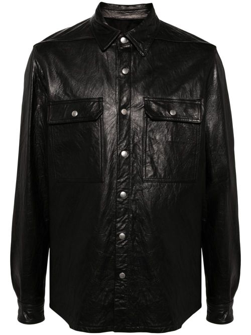 Leather shirt jacket - Black