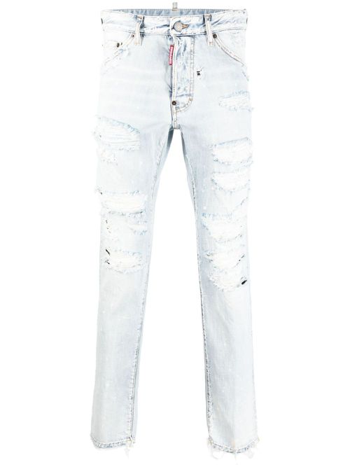 Destroyed-effect jeans - Blue