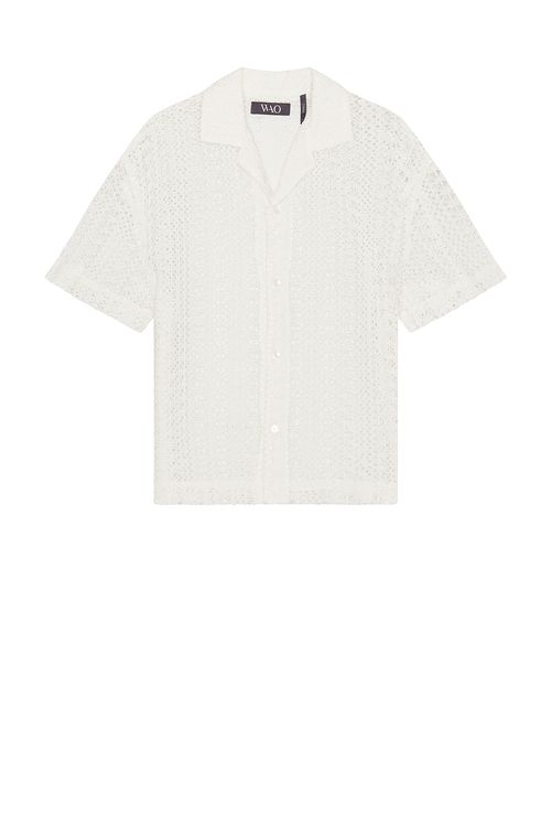 WAO Crochet Lace Camp Shirt in Ivory - White. S also in