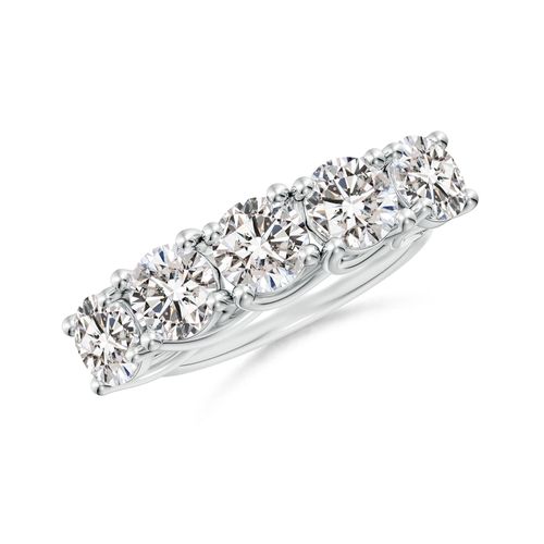 Angara 3.75 Carats Half Eternity Five Stone Diamond Wedding Band in 18K White Gold