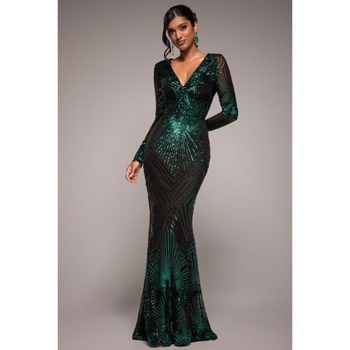 Goddiva Starburst Effect Maxi Dress - Emerald