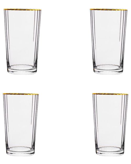 Set of 4 Grace Gold Rim Glassware: Hiball