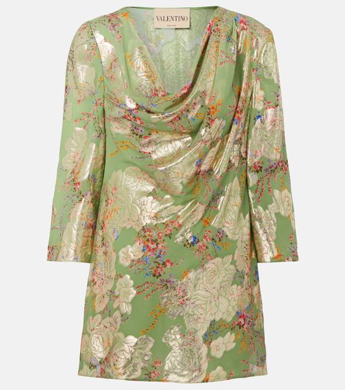 Draped fil coupé silk-blend lamé minidress