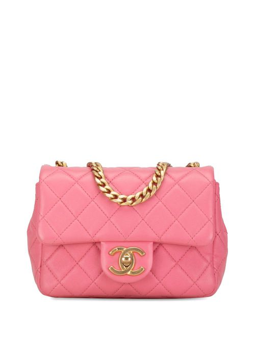 2021 Mini Square Lambskin Pearl Samba Flap crossbody bag - Pink