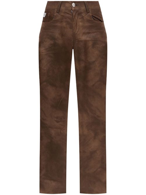 Logo-plaque tapered trousers - Brown