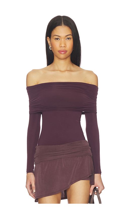 Wolford Sheer Drape Top Long Sleeves in Purple. L. Also in
