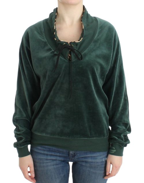 Velvet Cotton Mock Sweatshirt — Green
