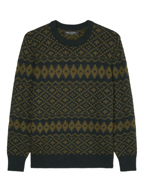 Patterned crew-neck sweater - Blue