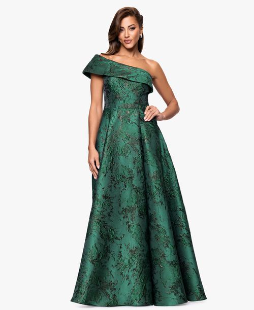 slim fit dress slacks Dark Green Gold Jacquard Satin Mother of Bride Dress main image 0