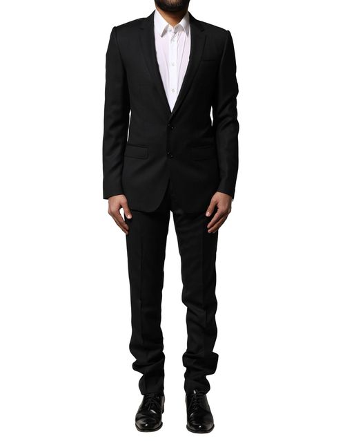 Virgin Wool and Silk Pant Suit — Black