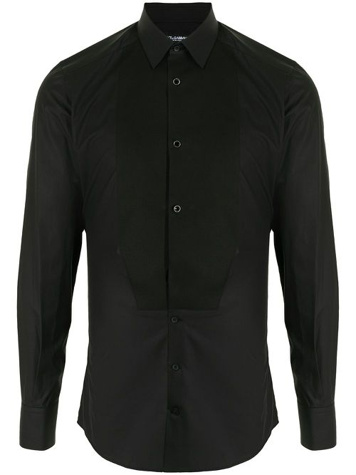 Bib-collar cotton shirt - Black