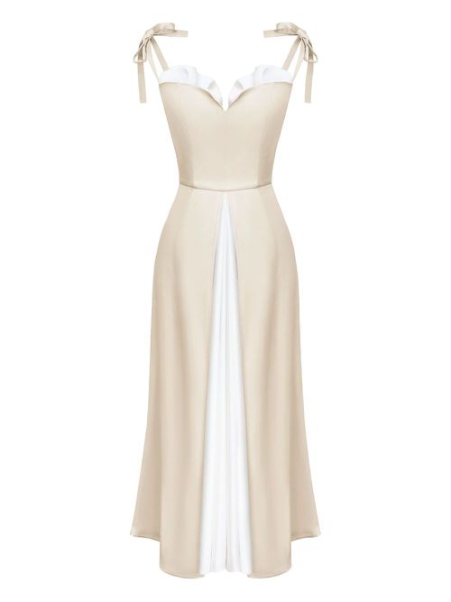 POST MERIDIEM Flowy Slit midi dress - Neutrals