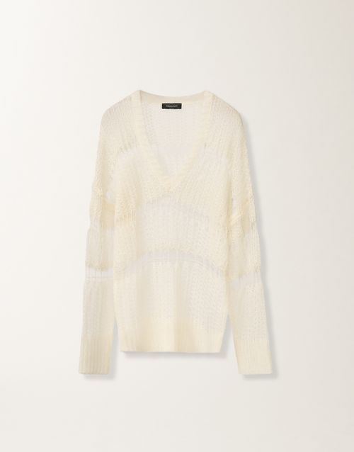 Mohair and organic cotton sweater, raffia