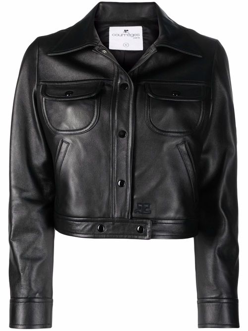 Cropped lambskin jacket - Black