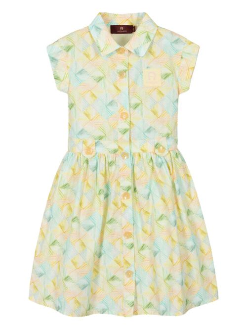 Checked short-sleeve dress - Yellow
