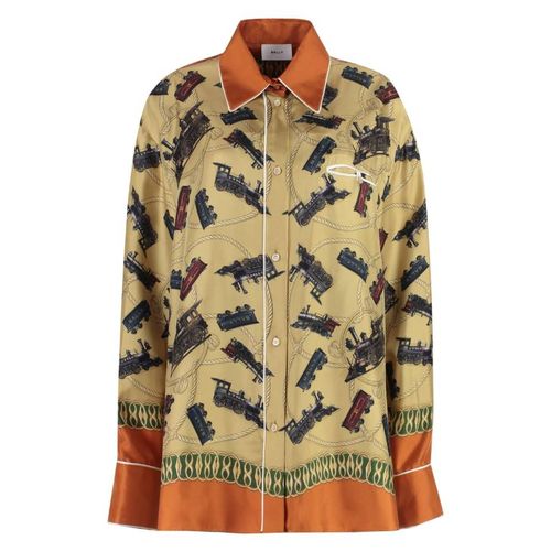 Train Printed Long-Sleeved Silk Shirt