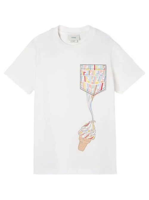 Girls White Printed T-Shirt