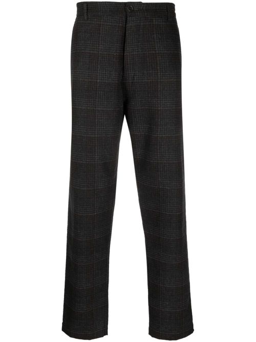 Plaid check-pattern knitted trousers - Grey