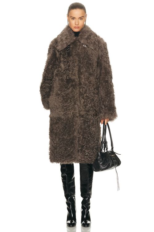 Helmut Lang Shearling Coat in Grey - Grey. M also in