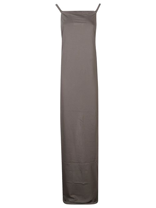 Sculpted Long Dress with Back Slit and Thin Straps