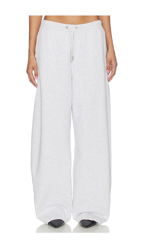 Alexander Wang Mid Rise Sweatpant With Rhinestone Drawcord in Light Heather Grey. L also in XS