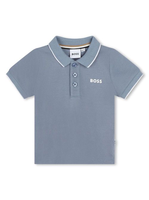 Printed cotton polo shirt - Blue
