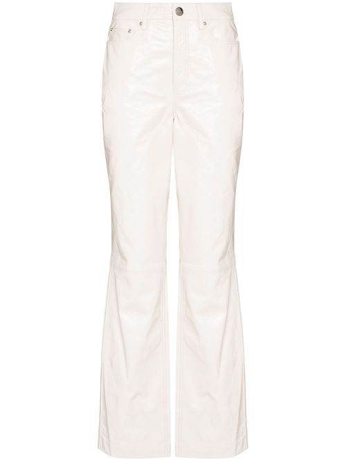 Lynn leather straight-leg trousers - White