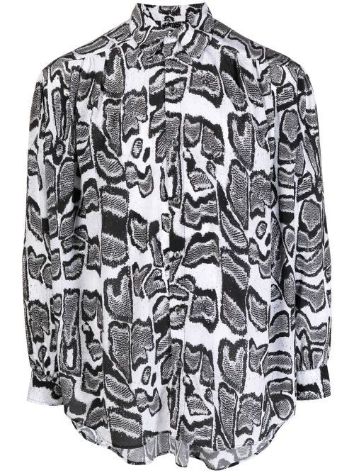 Abstract-pattern long-sleeve shirt - White