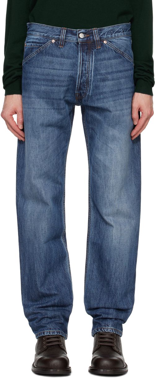 Drake's Blue Seamless Denim Five-Pocket Jeans