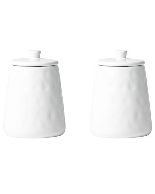 Set Of 2 Artisan Angular Small Ceramic Canisters