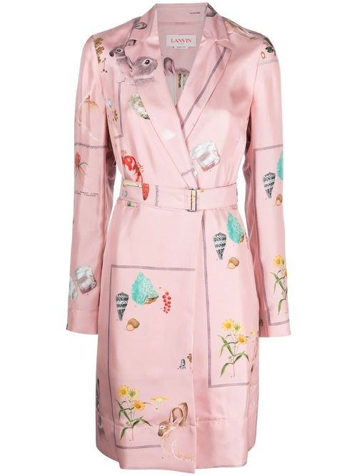 Botanica-print silk shirt dress - Pink
