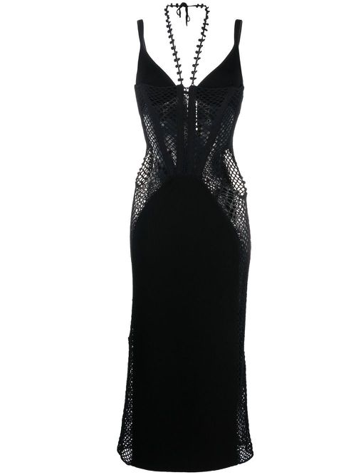 Coral crochet cut-out dress - Black