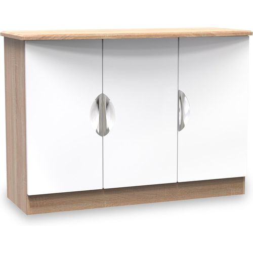 Beckett Gloss 3 Door Sideboard Cabinet | Cream White Black | Roseland