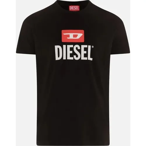 Men's Diesel Large Block D Logo Black T-Shirt - Size: 40/Regular