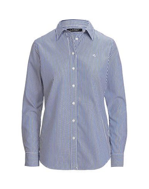 Striped Easy Care Cotton Shirt Woman Shirt Navy Size S Cotton, Elastane